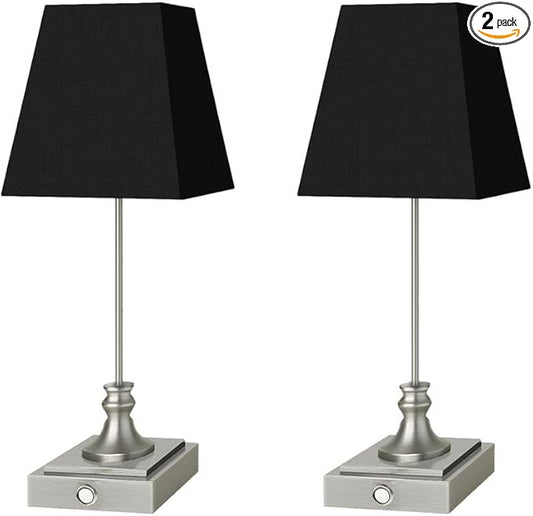 Rechargeable LED Table Lamps with Stepless Touch Control,Sliver Cordless Lamp for Living Room&Bedside&Patio&Shower,Small Desk Lamp(6000mAH Battery),2 Pack for Home Decor,Best Gifts for Family