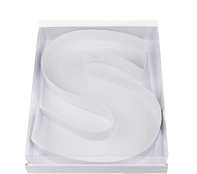 WENPACK 12.5" Cardboard Letter Shaped Mache Decorative Strawberries Fillable Sweets Candy Box with Clear Lid (White, S)
