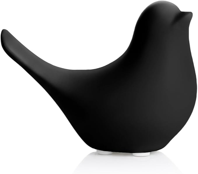 Large Black Bird Statue – Modern Tabletop Sculpture for Living Room, Mantel, Shelf, Console Table, Entryway, Fireplace, Bedroom Décor, Monochrome and Minimalist Home Decorations