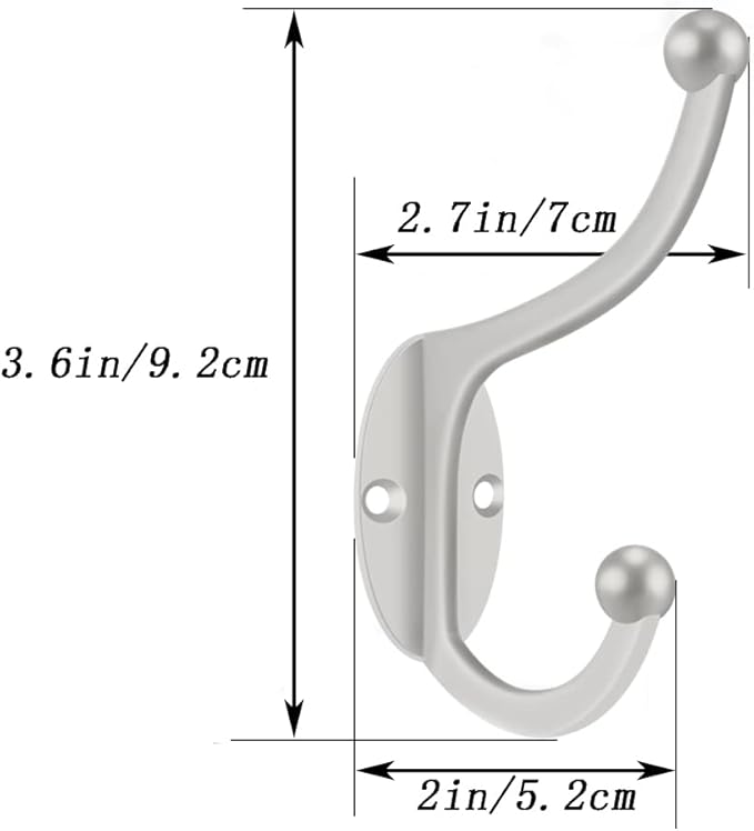 ZEYU Wall Hooks, 10Pcs Coat Hooks Hardware Towel Hooks for Hanging Coats Double No Rust Black Robe Hooks Wall Mounted with Screws for Key, Towel, Bags, Cup, Hat