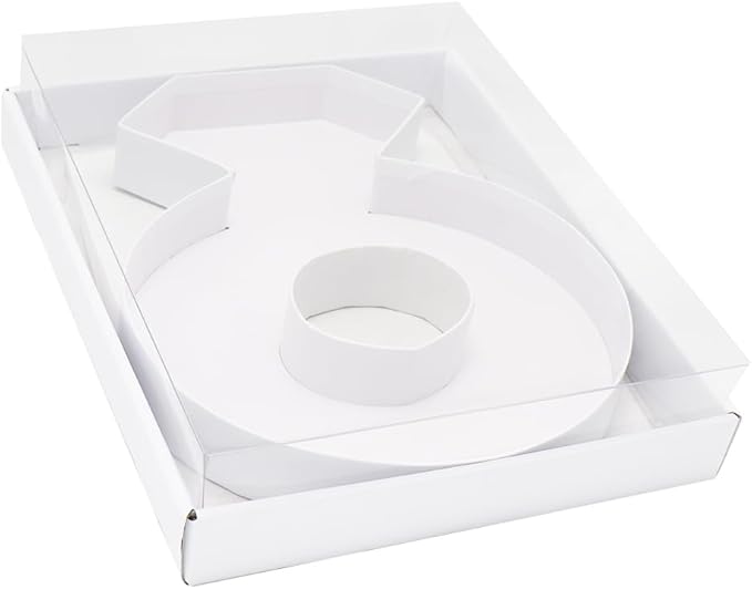 WENPACK 12.5" Cardboard Wedding Ring Shaped Mache Decorative Strawberries Fillable Sweets Candy Box with Clear Lid(White,Ring)