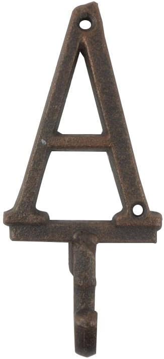 Handcrafted Nautical Decor Rustic Copper Cast Iron Letter A Alphabet Wall Hook 6"