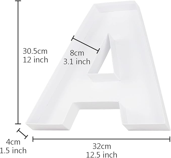 WENPACK 12.5" Cardboard Letter Number Shaped Fillable Paper Mache Chocolate Covered Strawberry Decorative Gift Box Tray with Clear Lid (White, A)