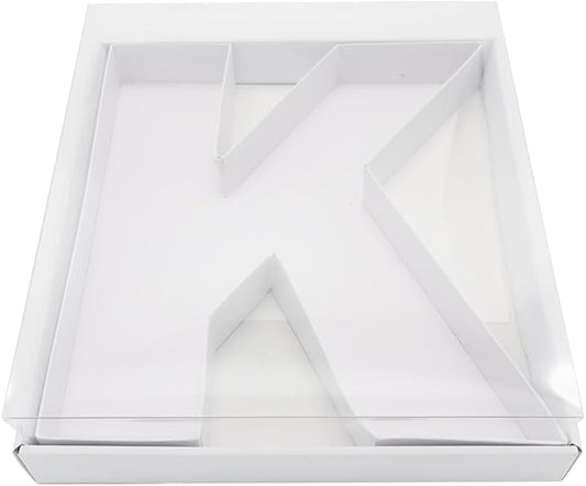 WENPACK 12.5" Cardboard Letter Shaped Mache Decorative Strawberries Fillable Sweets Carton Box with Clear Lid (White, K)