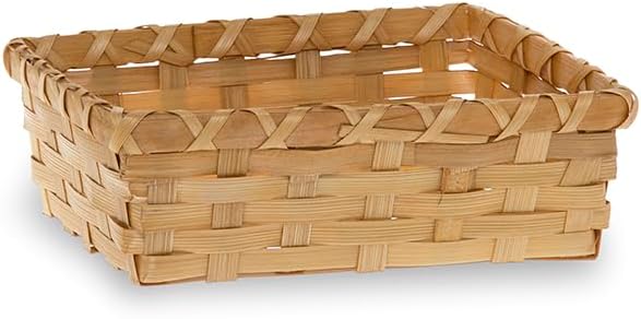Bamboo Rectangular Tray Bread Bowl Multipurpose Gift Food Storage Decorative Basket - 12 Pack Bulk Supply Set