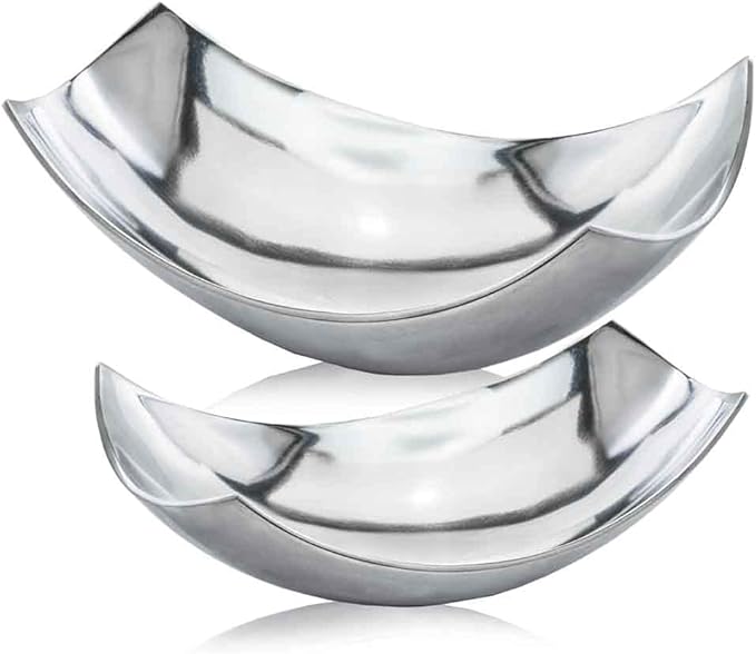 Modern Day Accents Silver SM Cucha Small Scoop, Shiny Bowl, Aluminum, Modern, Tabletop, Accent Piece, Home or Office, Decor, 13" L x 7.5" W x 4.5" H