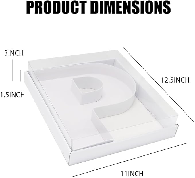 WENPACK 12.5" Cardboard Letter Shaped Mache Decorative Strawberries Fillable Sweets Initial Box with Clear Lid (White, P)