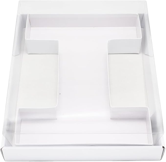 WENPACK 12.5" Cardboard Letter Shaped Mache Charcuterie Tray Strawberries Fillable Grazing Box with Clear Lid (White, I)