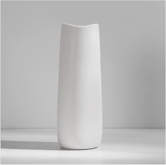 Ceramic Vases - Nordic Minimalism Style Decoration, Elegant Vase for Mantel, Table, Living Room Decoration, White Modern Geometric Decorative Flowers Vases for Home Decor