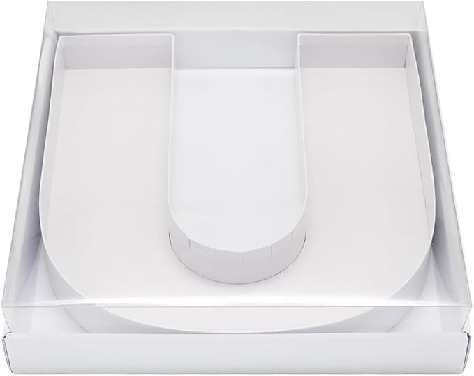 WENPACK 12.5" Cardboard Letter Shaped Mache Decorative Strawberries Fillable Sweets Candy Box with Clear Lid (White, U)