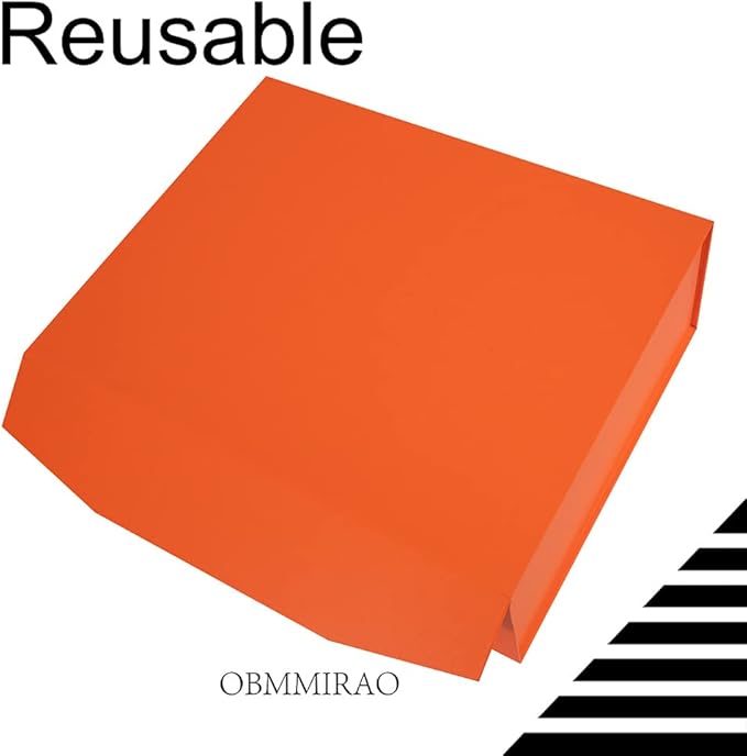 Upgrade 3Pcs Orange Extra Large Gift Boxes with Lid, 16.5 x13 x5 Inches, Hard Magnetic Gift Boxes for Presents, Wedding Dress Box Storage, Reusable Foldable Bridesmaid Box