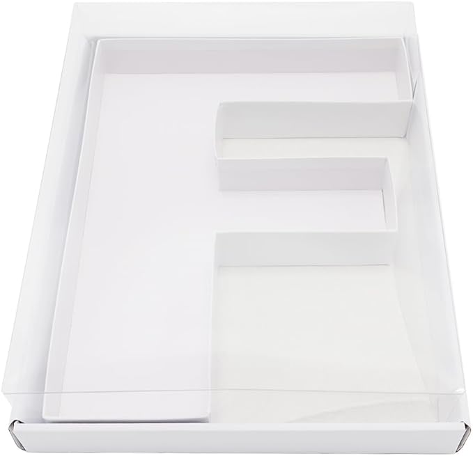 WENPACK 12.5" Cardboard Letter Shaped Mache Decorative Strawberries Fillable Sweets Candy Box with Clear Lid (White, F)