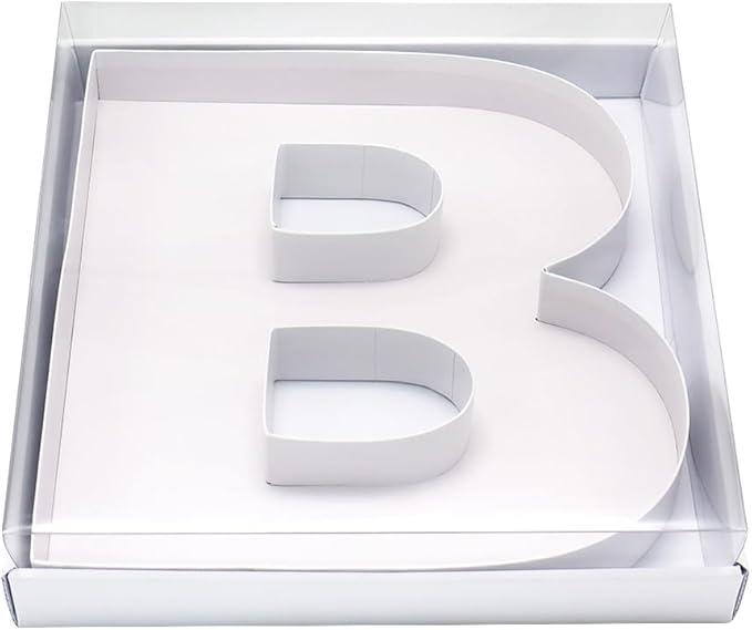 WENPACK 12.5" Cardboard Fillable Letter Shaped Mache Charcuterie Sweets Candy Decorative Box with Clear Lid (White, B)