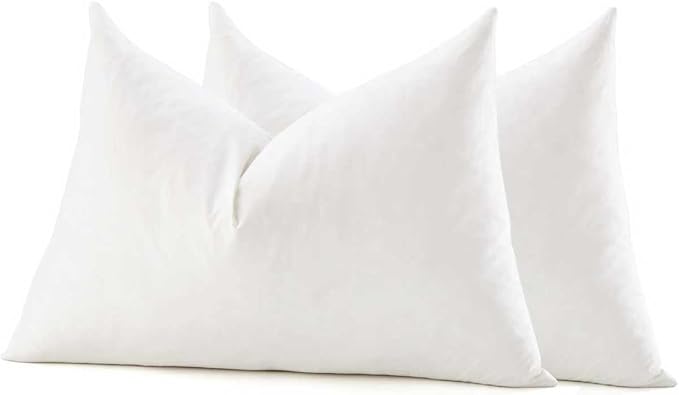 COZY ONE 12x16 Lumbar Pillow Inserts Set of 2 - Fluffy Feather and Down Pillow Inserts for Office Chairs, Drives, Rectangular Shape Pillow Provides Back Support (12x16 inch, White, Set of 2)