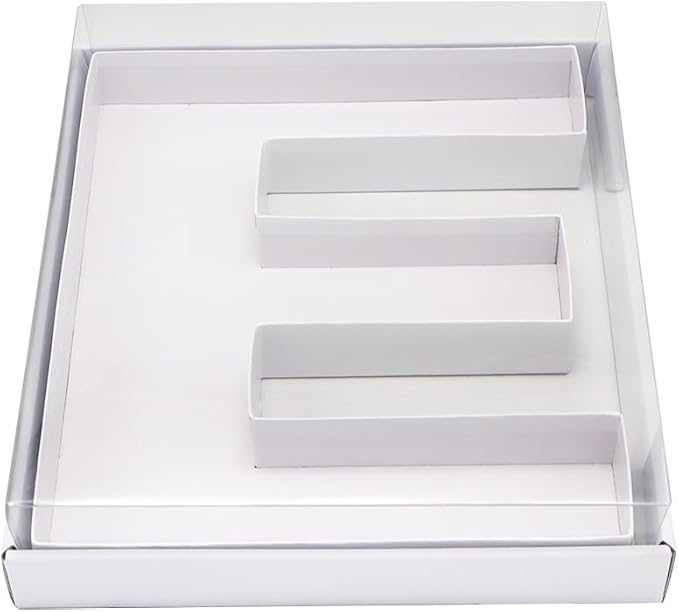 WENPACK 12.5" Cardboard Letter Shaped Mache Decorative Strawberries Fillable Sweets Candy Box with Clear Lid (White, E)