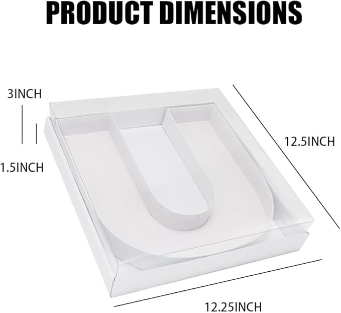WENPACK 12.5" Cardboard Letter Shaped Mache Decorative Strawberries Fillable Sweets Candy Box with Clear Lid (White, U)