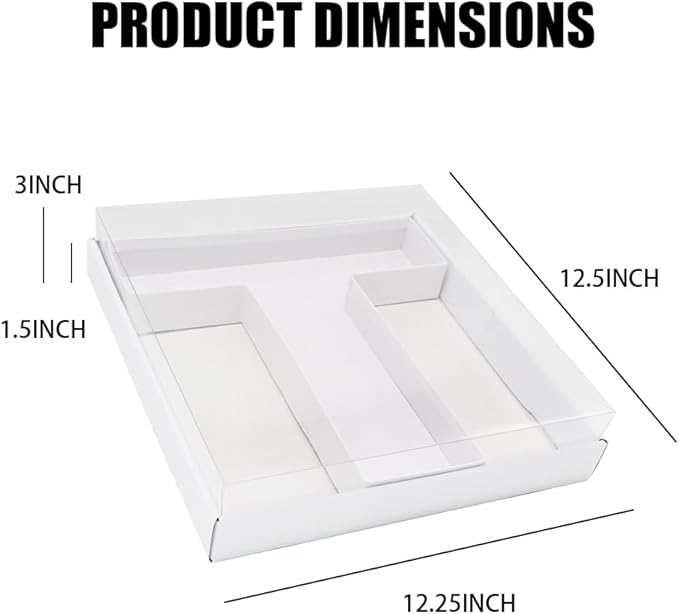 WENPACK 12.5" Cardboard Letter Shaped Mache Decorative Strawberries Fillable Sweets Candy Box with Clear Lid (White, T)