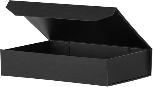 Black Gift Box with Lid 12x8x2.5 Inches, Shirt Gift Box for Wrapping, Magnetic Gift Box Bulk for Present （Mesh Grain;1Pcs）