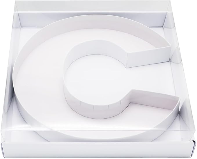 WENPACK 12.5" Cardboard Letter Shaped Mache Decorative Strawberries Fillable Sweets Candy Box with Clear Lid (White, C)