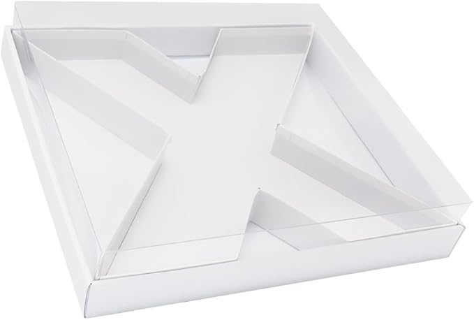 WENPACK 12.5" Cardboard Letter Shaped Mache Decorative Strawberries Fillable Sweets Candy Box with Clear Lid (White, X)