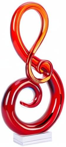 LCCCK 13" H Large Glass Sculpture Red Hand Blown Glass Figurines Art Music Decor, Modern Red Glasses Decor Crystals Statue Knick Knacks- for Luxury Home Living Room Office Console Table Decoration