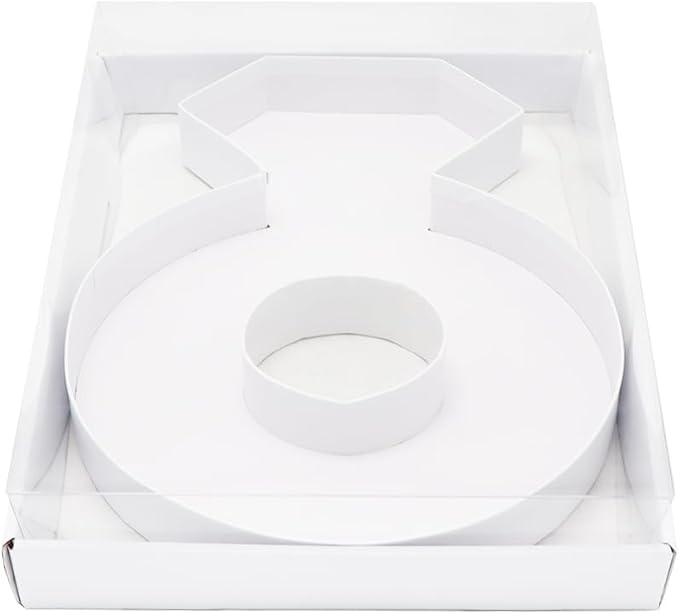 WENPACK 12.5" Cardboard Wedding Ring Shaped Mache Decorative Strawberries Fillable Sweets Candy Box with Clear Lid(White,Ring)