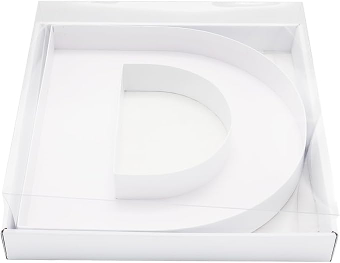 WENPACK 12.5" Cardboard Letter Shaped Mache Decorative Strawberries Fillable Sweets Confectionery Box with Clear Lid (White, D)