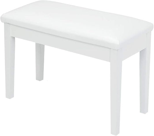 Bonnlo White Duet Piano Bench Wooden Keyboard Bench with Storage and Padded Cushion