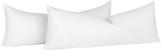 Basic Home 14x36 Lumbar Pillow Inserts for Bed, 2 Pack - Feather and Down Throw Pillow Inserts for Living Room Couch Bed Sofa