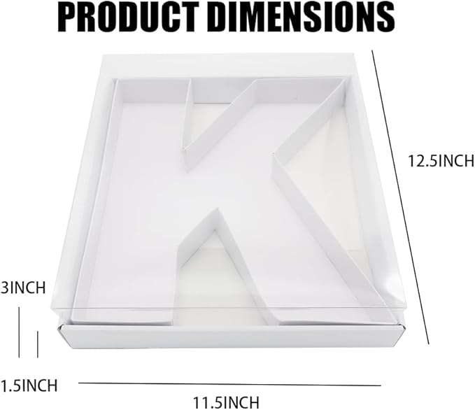 WENPACK 12.5" Cardboard Letter Shaped Mache Decorative Strawberries Fillable Sweets Carton Box with Clear Lid (White, K)