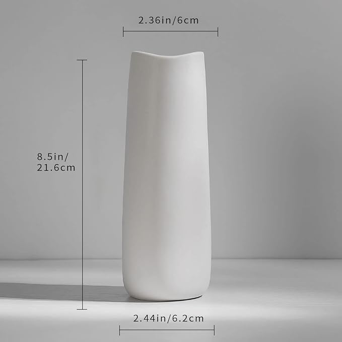 Ceramic Vases - Nordic Minimalism Style Decoration, Elegant Vase for Mantel, Table, Living Room Decoration, White Modern Geometric Decorative Flowers Vases for Home Decor