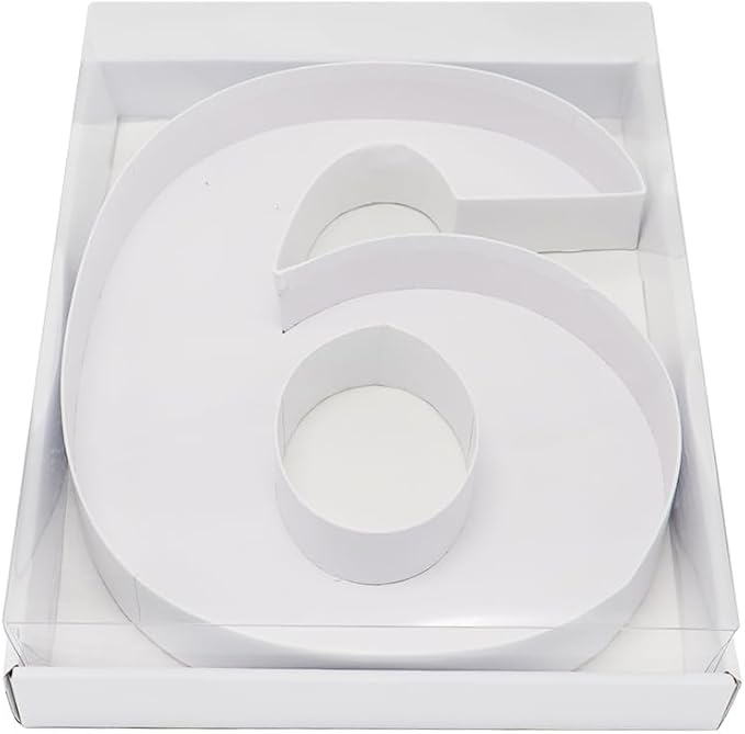WENPACK 12.5" Cardboard Letter Shaped Mache Flower Strawberries Fillable Sweets Confectionery Packaging Box with Clear Lid (White, 6or9)