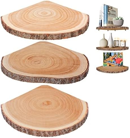 ShineZoom Corner Floating Shelves（3Pcs Wood Corner Shelf Rustic Corner Shelves Wall Corner Shelf for Decor/Storage/Kitchen/Bedroom/Office/Living Room