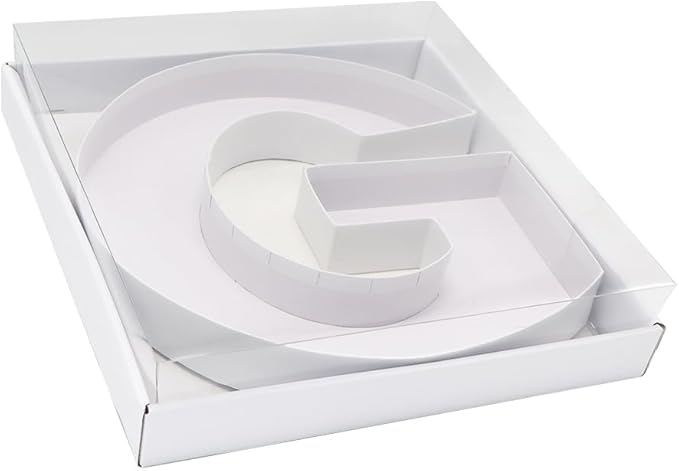 WENPACK 12.5" Cardboard Letter Shaped Mache Decorative Strawberries Fillable Sweets Candy Box with Clear Lid (White, G)