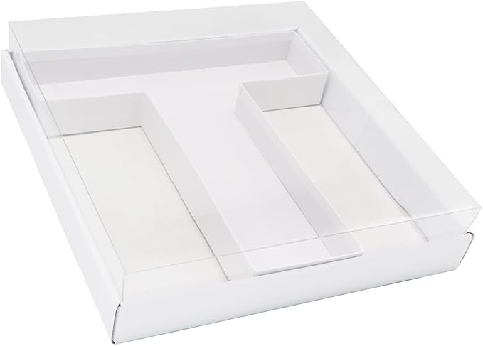 WENPACK 12.5" Cardboard Letter Shaped Mache Decorative Strawberries Fillable Sweets Candy Box with Clear Lid (White, T)