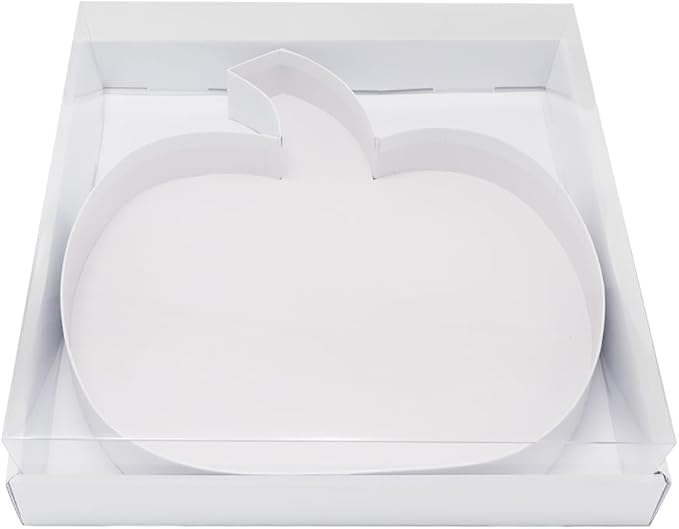WENPACK 12.5" Cardboard Moon Shaped Papier Mache Cupcake Ramanda EID Candy Fillable Sweets Grazing Box with Clear Lid (White,Moon)