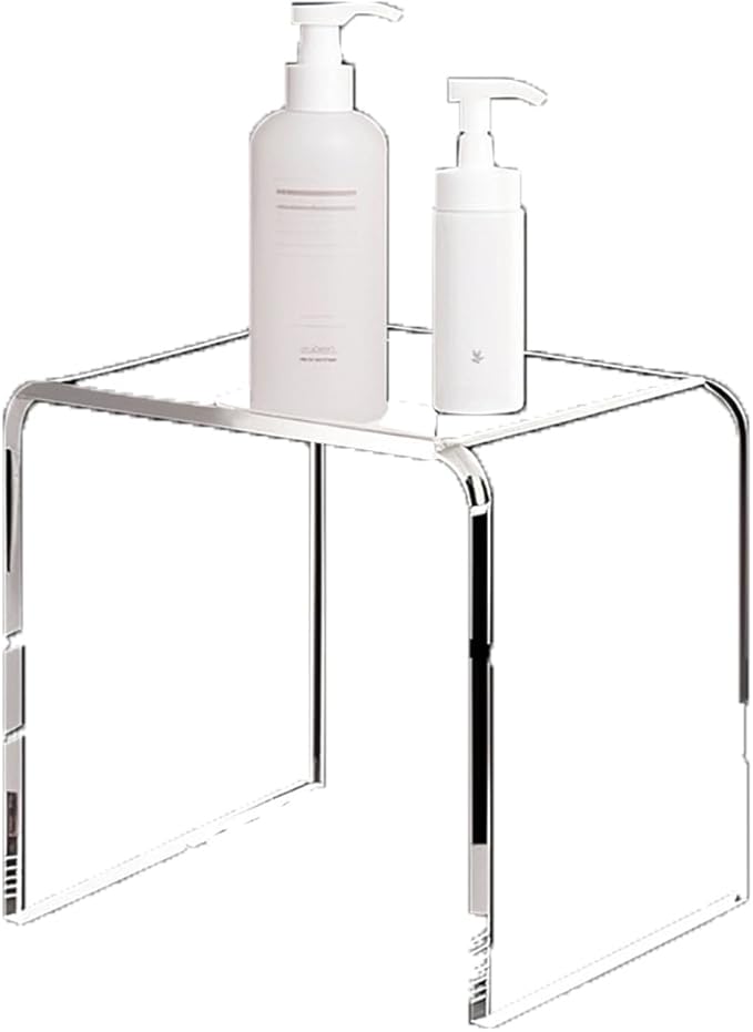 Acrylic 15 Inch Small Stool, Clear Acrylic Step Stool for Kids and Adults, Water-Resistant Shower Stool, Modern Bathroom Stool, 200 lbs Weight Capacity