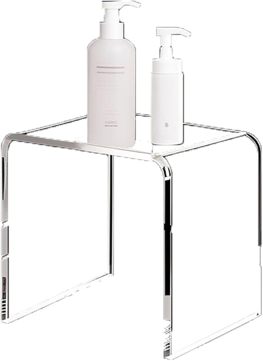 Acrylic 15 Inch Small Stool, Clear Acrylic Step Stool for Kids and Adults, Water-Resistant Shower Stool, Modern Bathroom Stool, 200 lbs Weight Capacity