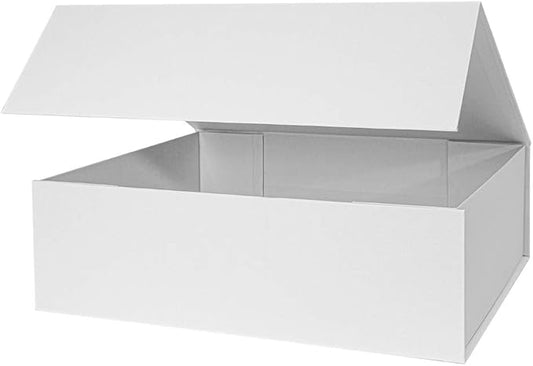 Upgrade 5PCS White Hard Extra Large Gift Box with Lid,16.5 x13 x5.3 Inches, Magnetic Gift Boxes for Clothes Robe Wedding Dress Sweater and Gifts,Reusable Foldable Bridesmaid Proposal Box