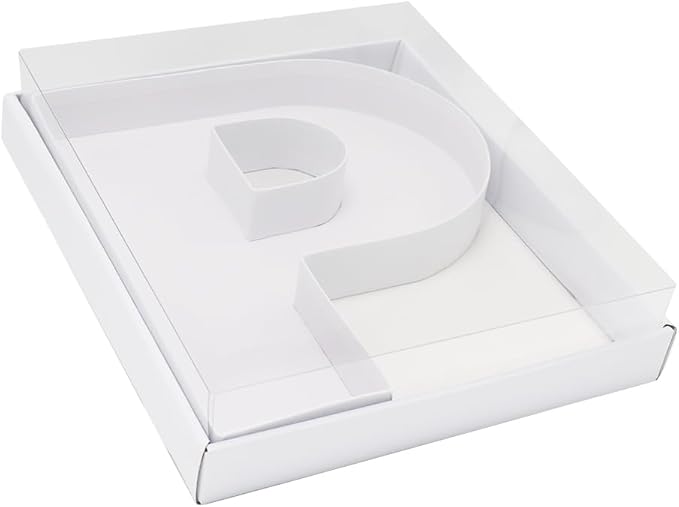 WENPACK 12.5" Cardboard Letter Shaped Mache Decorative Strawberries Fillable Sweets Initial Box with Clear Lid (White, P)