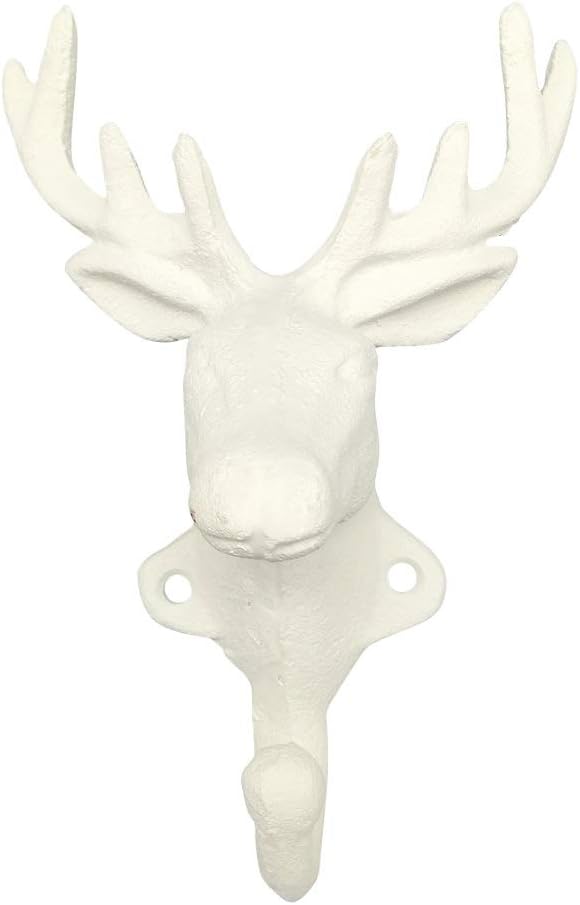Comfy Hour Antique and Vintage Animal Collection Cast Iron Deer Single Key Coat Hook Rack Wall Hanger, Heavy Duty Recycled Gift Idea