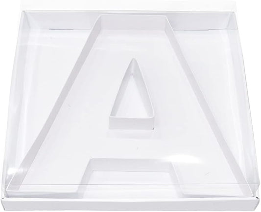 WENPACK 12.5" Cardboard Letter Number Shaped Fillable Paper Mache Chocolate Covered Strawberry Decorative Gift Box Tray with Clear Lid (White, A)