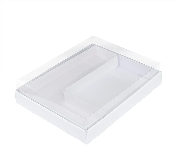 WENPACK 12.5" Cardboard Letter Shaped Mache Decorative Strawberries Fillable Sweets Candy Box with Clear Lid (White, L)