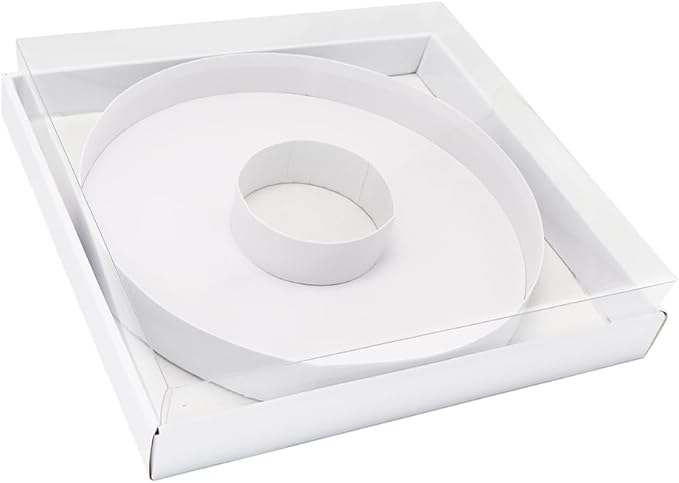 WENPACK 12.5" Cardboard Letter Shaped Mache Decorative Strawberries Fillable Sweets Candy Box with Clear Lid (White,O)