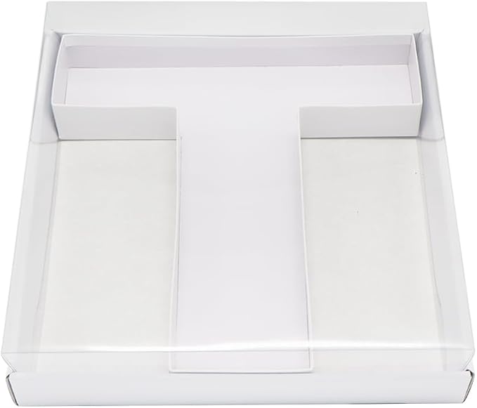 WENPACK 12.5" Cardboard Letter Shaped Mache Decorative Strawberries Fillable Sweets Candy Box with Clear Lid (White, T)