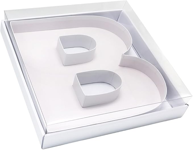 WENPACK 12.5" Cardboard Fillable Letter Shaped Mache Charcuterie Sweets Candy Decorative Box with Clear Lid (White, B)