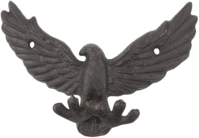 Handcrafted Nautical Decor Cast Iron Flying Eagle Decorative Metal Talons Wall Hooks 6"