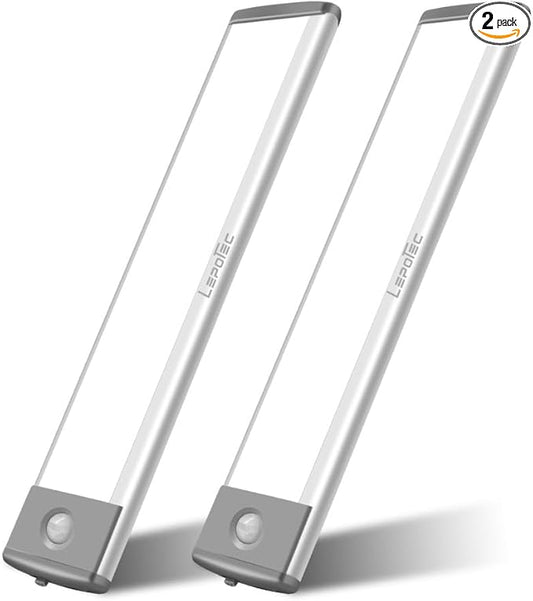 LEPOTEC 30 LED Under Counter Closet Lighting, LED Motion Sensor Cabinet Light, Battery Operated Pantry Light for Mom, 1800mah Rechargeable Wireless Motion Sensor Closet Light (2 Pack)