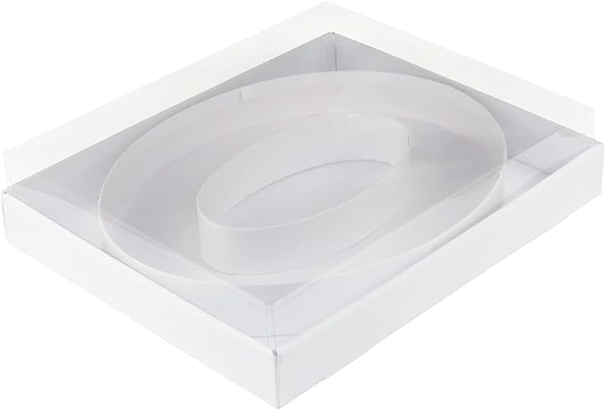 WENPACK 12.5" Cardboard Number 0 Shaped Mache Decorative Strawberries Fillable Sweets Candy Box with Clear Lid (White, 0)