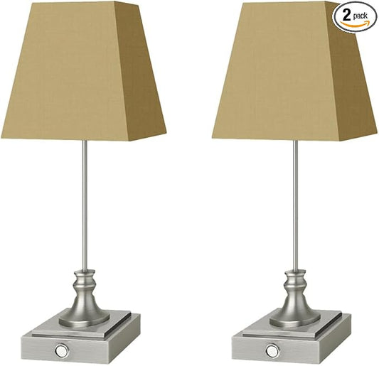 Rechargeable LED Table Lamps with Stepless Touch Control,Sliver Cordless Lamp for Living Room&Bedside&Patio&Shower,Small Desk Lamp(6000mAH Battery),2 Pack for Home Decor,Best Gifts for Family